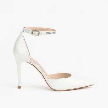 Pantofi stiletto Piele Naturala alb sidef Sesame