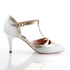 Pantofi stiletto Piele Naturala Alba cu Auriu Lara picture - 1