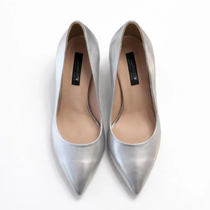 Pantofi stiletto Piele Naturala Argintii Aylin picture - 2