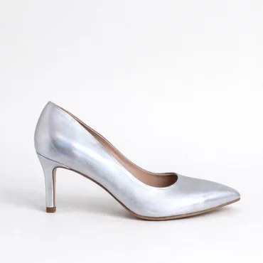 Pantofi stiletto Piele Naturala Argintii Aylin