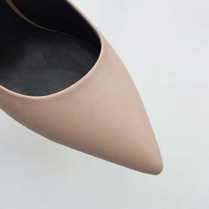 Pantofi stiletto Piele Naturala Bej Aylin picture - 3