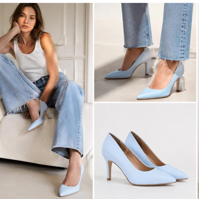 Pantofi stiletto Piele Naturala Blue Aylin picture - 7