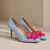 Pantofi stiletto Piele Naturala Blue Spring Bloom picture - 5