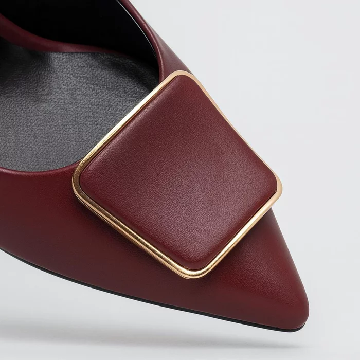 Pantofi stiletto Piele Naturala Bordo Elif picture - 2