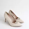 Pantofi stiletto Piele Naturala Crem cu accesoriu detasabil Maestro picture - 4