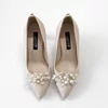 Pantofi stiletto Piele Naturala Crem cu accesoriu detasabil Pearl White picture - 4