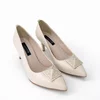 Pantofi stiletto Piele Naturala Crem cu accesoriu Elisya picture - 4