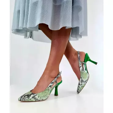 Pantofi stiletto Piele Naturala imprimeu verde Dada