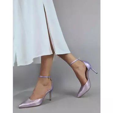 Pantofi stiletto Piele Naturala lila sidefat Rebeca