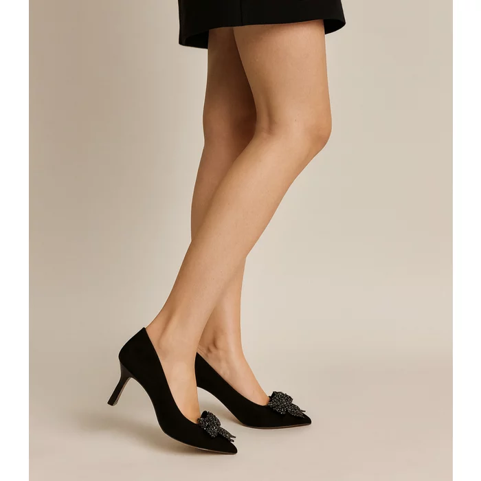 Pantofi stiletto Piele Naturala Neagra Elia picture - 2