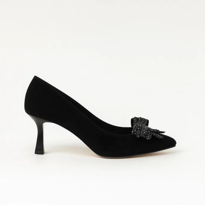 Pantofi stiletto Piele Naturala Neagra Elia picture - 4