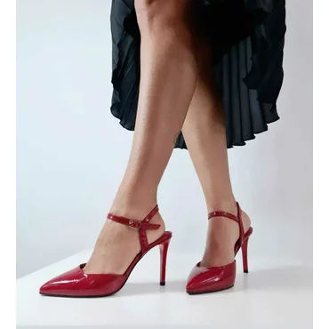 Pantofi stiletto Piele Naturala rosie Alma