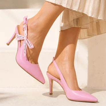 Pantofi stiletto Piele Naturala Roz Taya