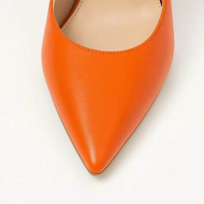 Pantofi stiletto Piele Naturala Trend Orange picture - 3