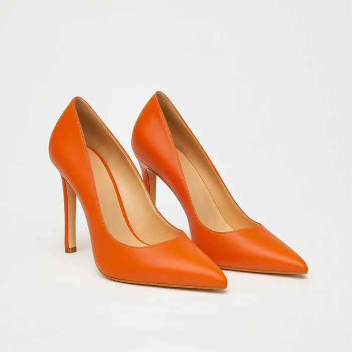 Pantofi stiletto Piele Naturala Trend Orange picture - 2