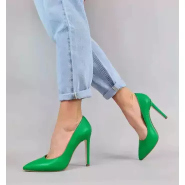 Pantofi stiletto Piele Naturala verde Desire