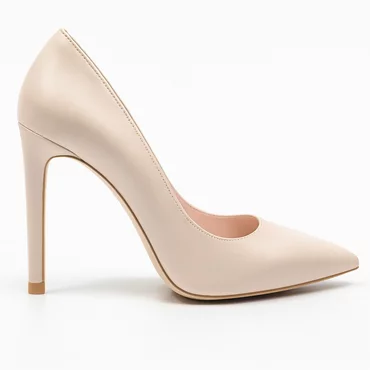 Pantofi stiletto trend piele roz pudra
