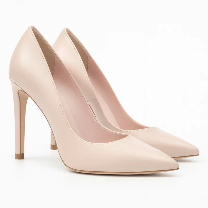 Pantofi stiletto trend piele roz pudra picture - 2