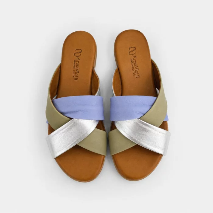 Papuci dama comfort Piele Naturala Multicolori cu talpa joasa Nyra picture - 3