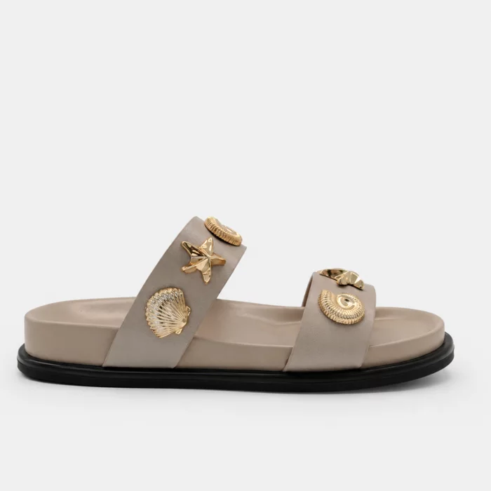 Papuci dama din Piele Eco Bej cu talpa joasa confortabila Mar picture - 3