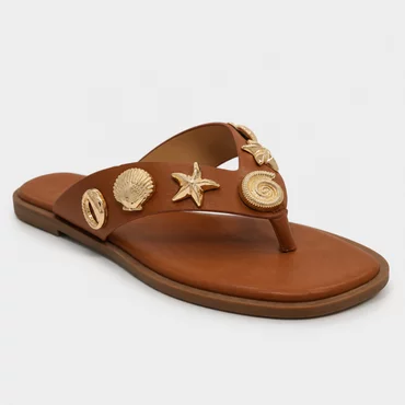 Papuci dama din Piele Eco Camel cu talpa joasa confortabila Coralia