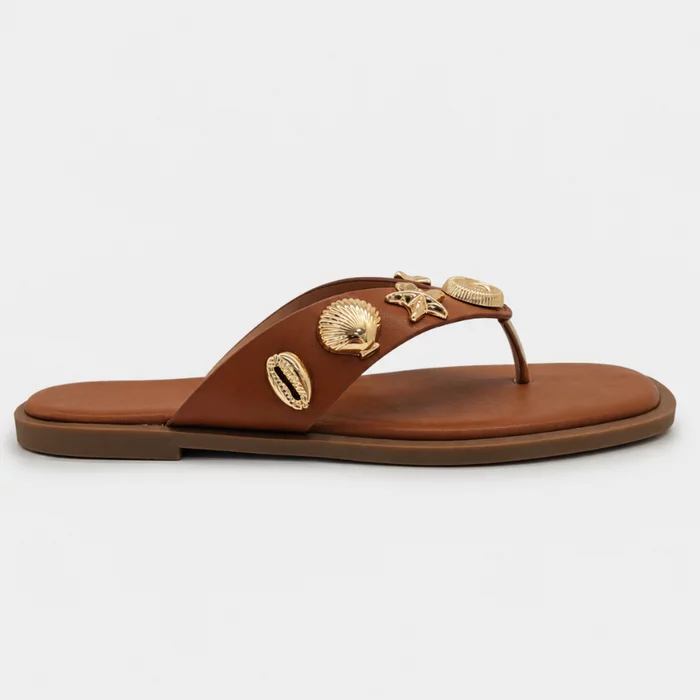 Papuci dama din Piele Eco Camel cu talpa joasa confortabila Coralia picture - 3