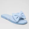 Papuci dama din Piele Naturala Blue cu funda Bianca picture - 2