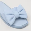 Papuci dama din Piele Naturala Blue cu funda Bianca picture - 4