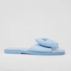 Papuci dama din Piele Naturala Blue cu funda Bianca picture - 5