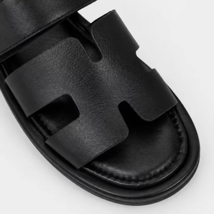 Papuci dama din Piele Naturala Neagra cu talpa joasa confortabila Lucca picture - 4