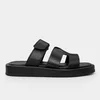 Papuci dama din Piele Naturala Neagra cu talpa joasa confortabila Lucca picture - 2