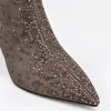 Botine dama elegante Capucino material textil cu strasuri Kaia picture - 3