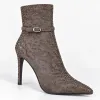 Botine dama elegante Capucino material textil cu strasuri Kaia picture - 5