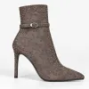 Botine dama elegante Capucino material textil cu strasuri Kaia picture - 1