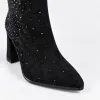 Botine dama elegante Negre cu strasuri Lodi -material textil picture - 4