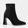 Botine dama elegante Negre cu strasuri Lodi -material textil picture - 1