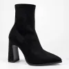Botine damă elegante Noira – catifea elastică neagră toc cu cristale picture - 4