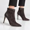 Botine dama elegante toc stiletto Piele Naturala Maro Noelle picture - 2
