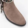Ciocate dama Piele Naturala Taupe velur cu esarfa detasabila Deda picture - 4