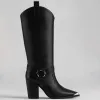 Cizme cu carambi detasabili Piele Naturala Negre Jinx picture - 1