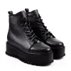 Ghete dama din piele naturala neagra Brick picture - 1