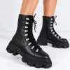 Ghete dama Piele Naturala Negre cu accesorii argintii Ivanna picture - 2