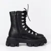 Ghete dama Piele Naturala Negre cu accesorii argintii Ivanna picture - 7