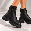 Ghete dama Piele Naturala Negre cu bareta Nova picture - 2