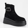 Ghete dama Piele Naturala Negre cu talp platforma Cybill picture - 3