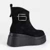 Ghete dama Piele Naturala Negre cu talp platforma Cybill picture - 4