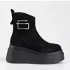 Ghete dama Piele Naturala Negre cu talp platforma Cybill picture - 1