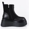 Ghete dama Piele Naturala Negre cu talp platforma Ginger picture - 4