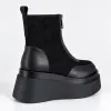 Ghete dama Piele Naturala Negre cu talp platforma Ginger picture - 5