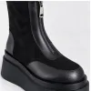 Ghete dama Piele Naturala Negre cu talp platforma Ginger picture - 6